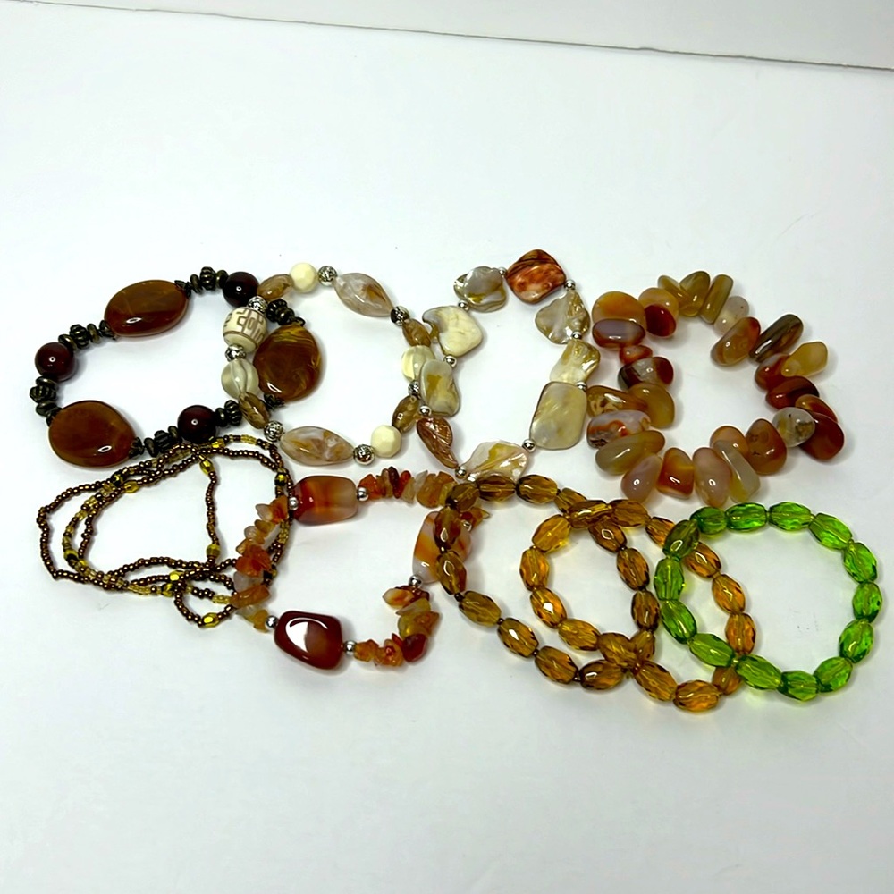 10 Stack Stretch Bracelets Earth Tone Neutrals